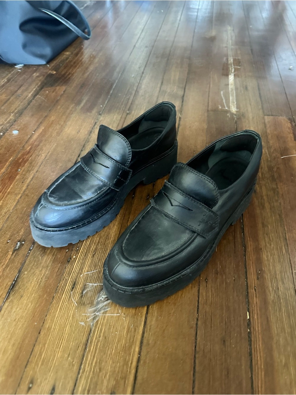 Theory Black Leather Penny Loafers - size 10/10.5